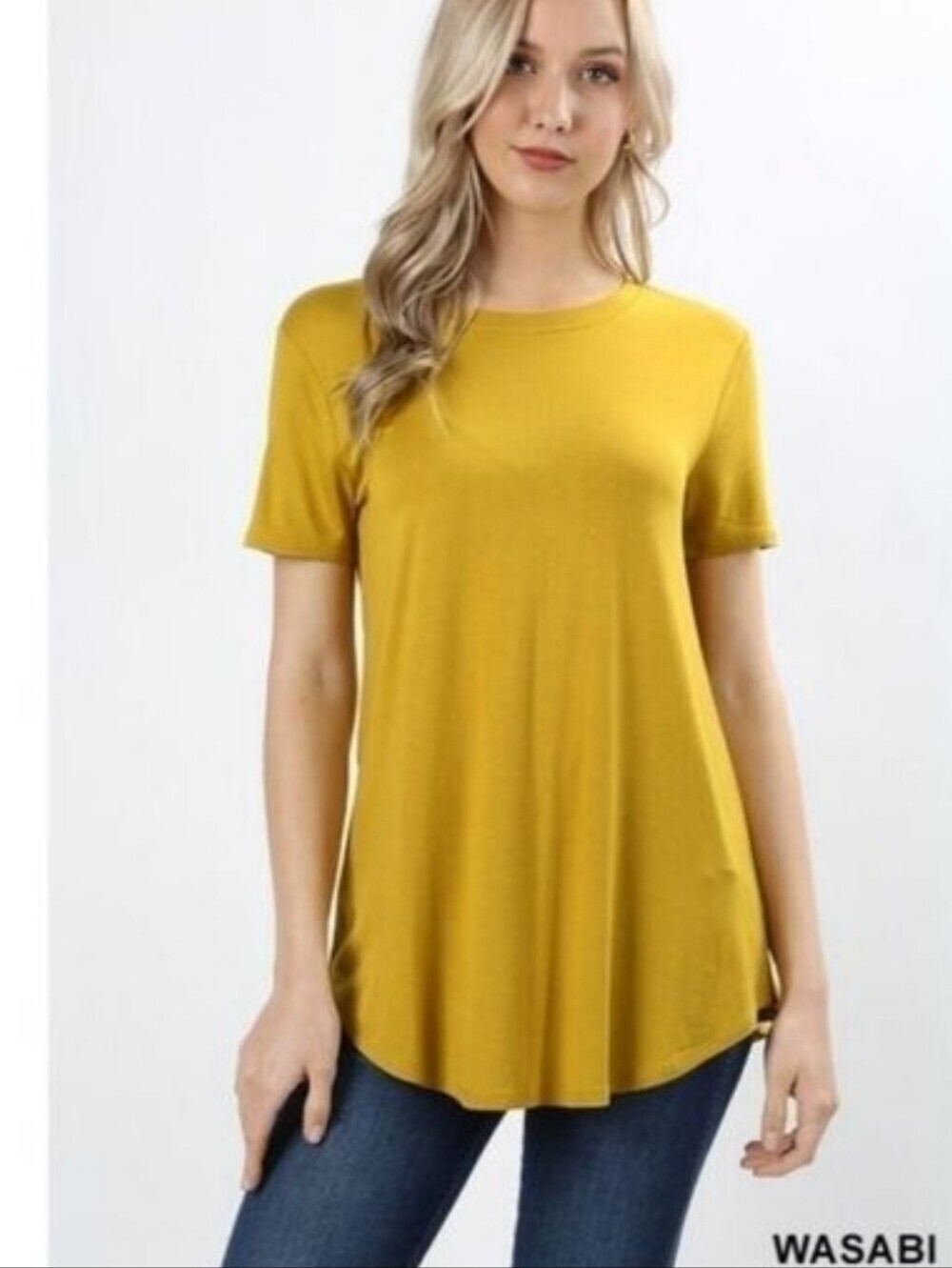 ZENANA Short Sleeve Wasabi Yellow color Top Size Large NWT
